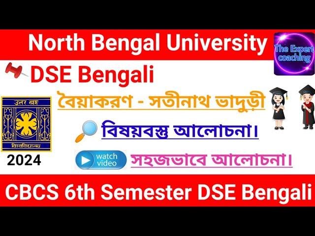 CBCS 6th Semester DSE Brngali - বৈয়াকরণ - সতীনাথ ভাদুড়ি - বিষয়বস্তু আলোচনা/NBU//2024//অবশ্যই দেখো