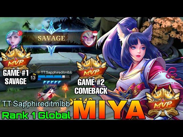 Deadly Marksman Miya Double MVP Gameplay - Top 1 Global Miya by TT:Sapphireditmlbb - Mobile Legends