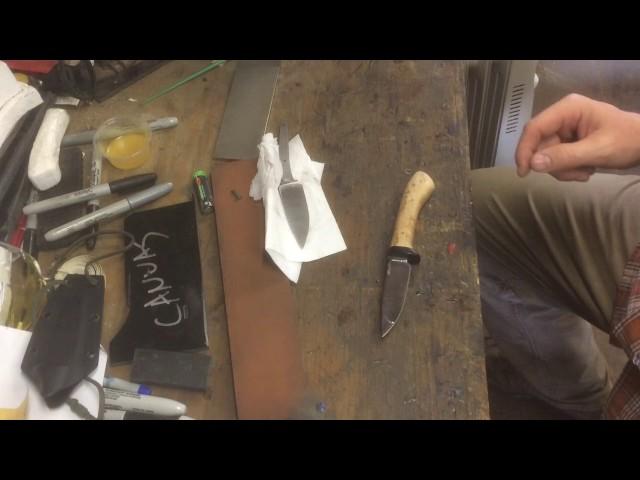 Cleaning a stained carbon steel knife.