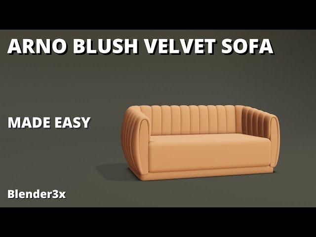 arno blush velvet sofa modeling in blender 3x