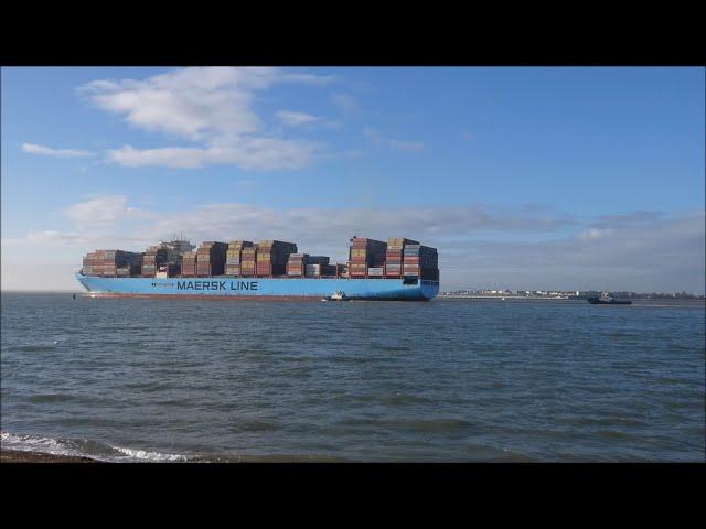 Maersk Herrera gathers headway to depart  Felixstowe Deep Water Berth 8.    19th January 2022