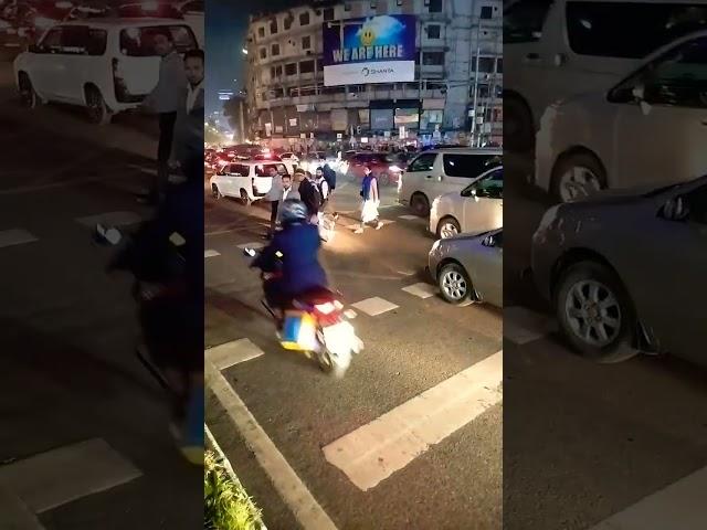 Pedestrian crossing the busiest road  #shorts #drive #dhaka #traffic