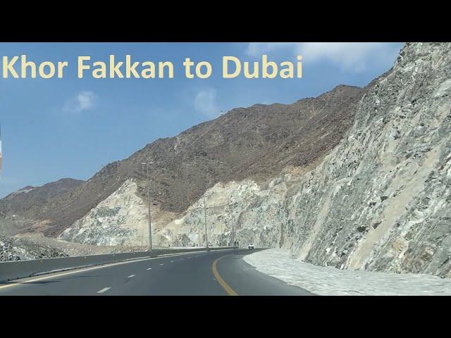 Khor Fakkan to Dubai trip via new road with long tunnels through the Hajar mountains