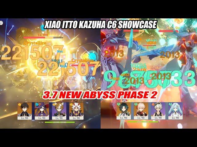 3.7 New Abyss Phase 2 Xiao Itto Kazuha C6 Showcase - Broken 60% DMG Bonus for Normal Atk Style