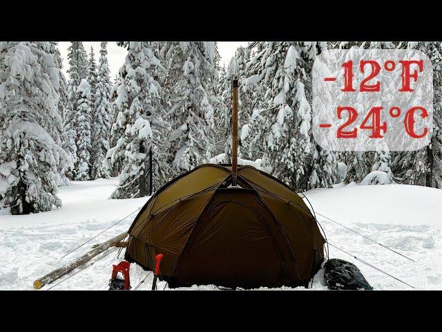 Winter Hot Tent Camping In Bitter Cold Weather