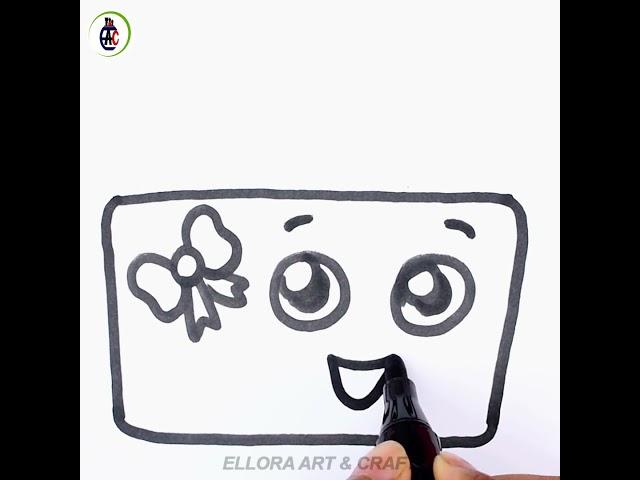 HOW TO DRAW A CUTE MAKEUP BRUSHES BAG, Ellora Art & Craft