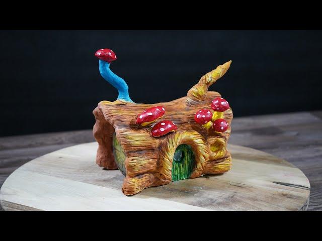 DIY Fairy Garden Log House Jar