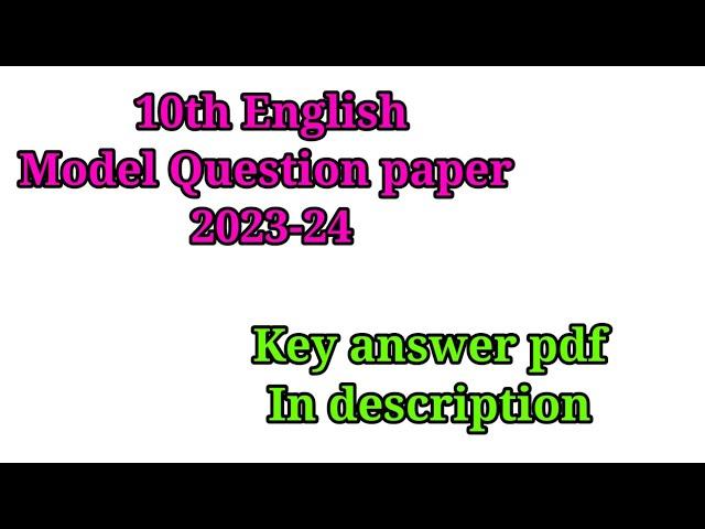 10th English Model question paper 2023-24 Key answer pdf @learneasilyhub