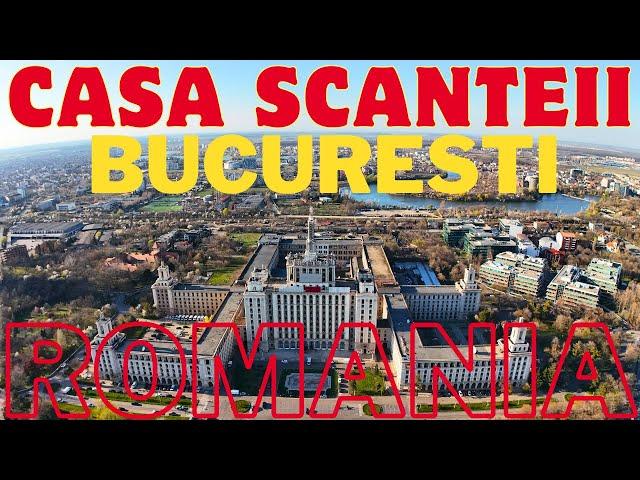 4K AERIAL FOOTAGE HOUSE OF SPARKS (CASA SCANTEII )BUCURESTI ROMANIA 2024