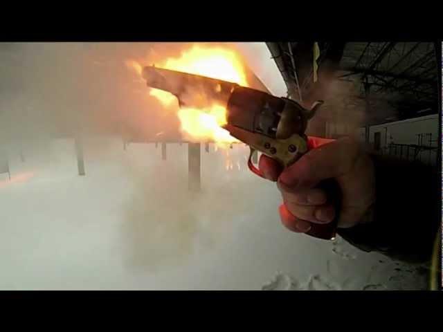 Colt explodes in shooter's hand! Slow motion recording