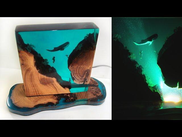 DIY. Sea Night Lamp from Epoxy Resin and Old Wood  How To Make