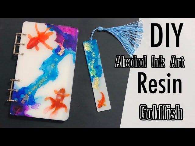 DIY | Alcohol Ink Art in Resin / Goldfish Notebook Cover & Bookmark