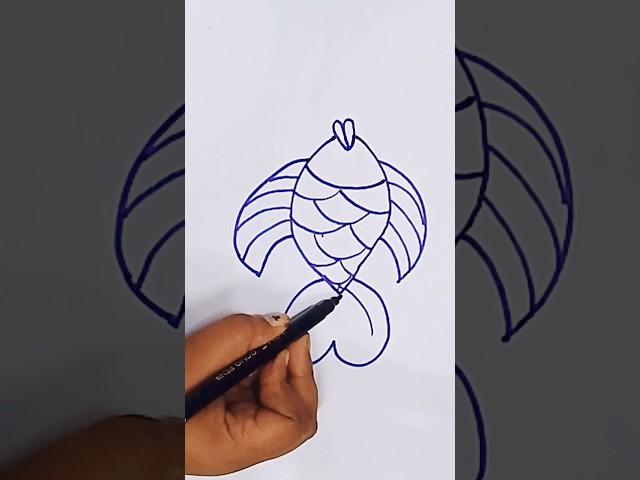 Easy Fish Drawing #shorts #youtubeshorts #trendingshorts #art #drawing #artist #pauravart