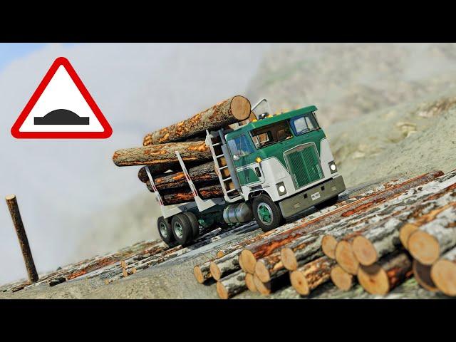 BeamNG Drive - Cars vs Wood Logs Speed Bumps (High Speed)