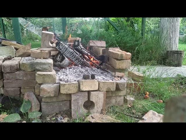 Making fire for BBQ