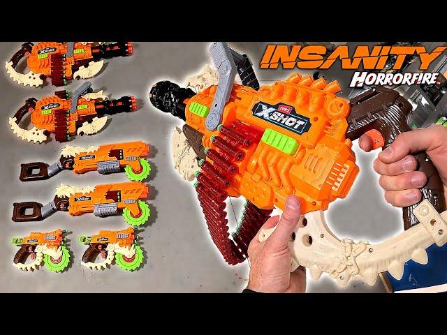 NERF ZOMBIES - XSHOT INSANITY HORRORFIRE BLASTERS! | Dread Hammer, Doomsday,  and Reaper X