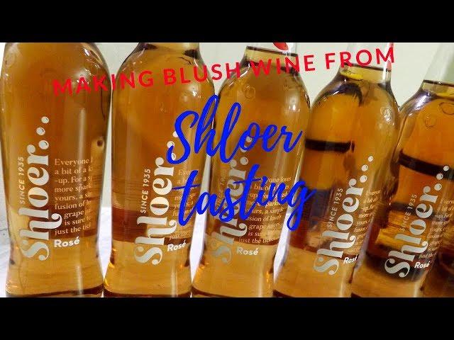 making a blush wine from shloer, tasting