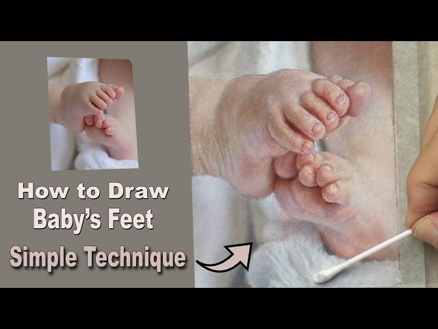 PASTEL PENCIL Portrait Tutorial. HOW to DRAW Baby FEET.  Narrated with real-time footage.