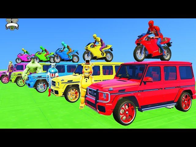 سبايدرمان بايكور وسيارات الدفع الرباعي SPIDERMAN w/ Motocycles & SUV CARS Parkour Challenge - GTA 5
