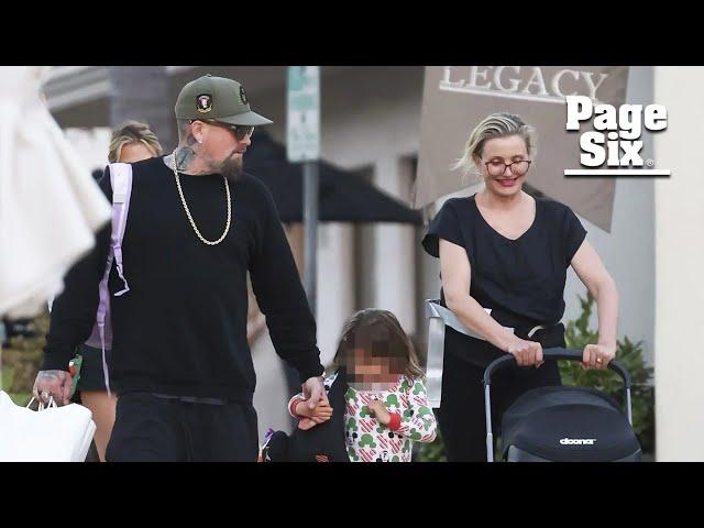 Cameron Diaz and Benji Madden seen on rare family outing with daughter and newborn son