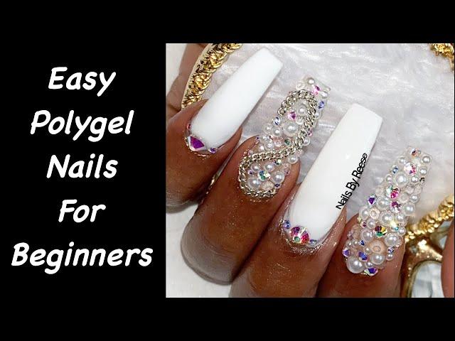 DIY  How To Do Nail art, Acrylic nails A VERY EASY POLYGEL NAIL SET USING NAIL TIPS NO FORMS #101