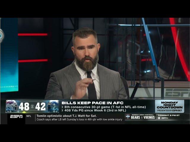 "Josh Allen is the most talented QB of all-time!" - Jason Kelce on Bills beat Lions 48-42 in Wk 15