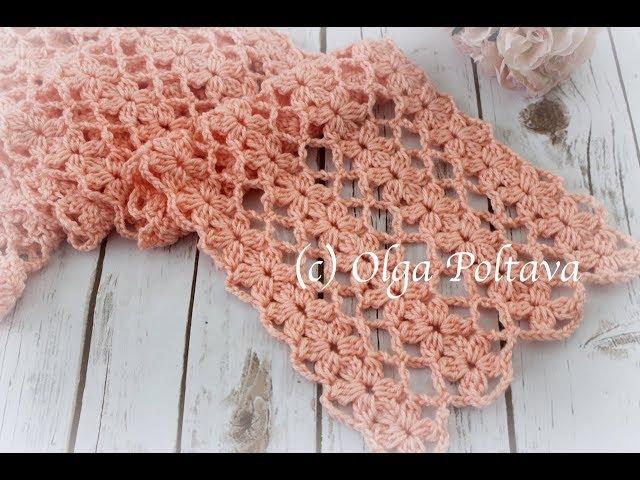 How to Crochet Lace Scarf with Flowers Designs, Mile a Minute, Crochet Video Tutorial