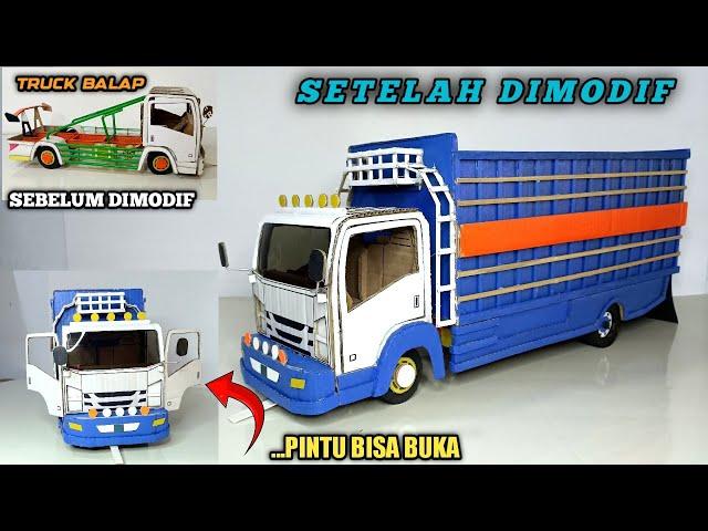 MODIF MINIATUR TRUCK BALAP JADI TRUCK SULAWESI LONG SASIS || MINIATUR KARDUS