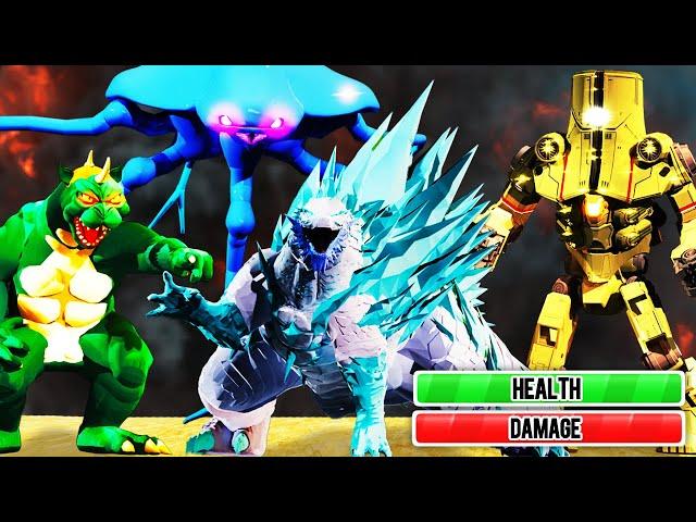 getting a kill with EVERY KAIJU MAX LEVEL (MAX HEALTH + DAMAGE) in Kaiju Universe Roblox