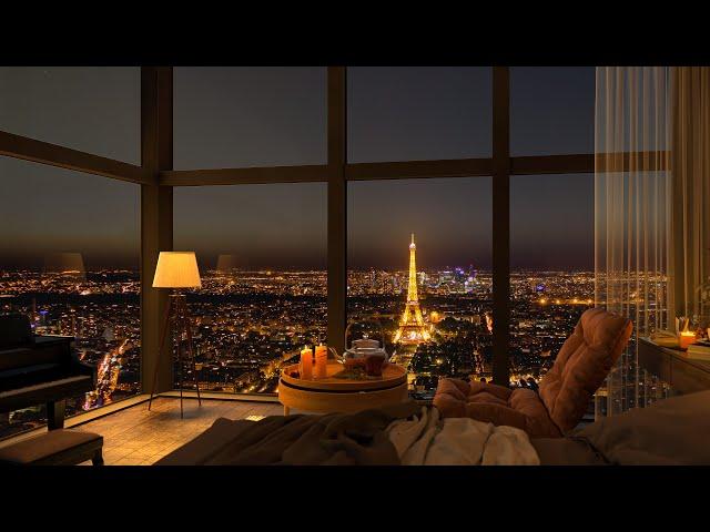 4K Cozy Bedroom in Paris with Relaxing Piano Jazz Music for Sleeping, Studying