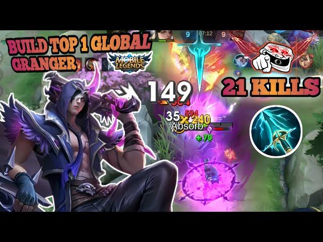 NEW 21 KILLS!! GRANGER FULL DAMAGE ONE HIT DAMAGE BUILD!! TOP 1 GLOBAL GRANGER | MLBB