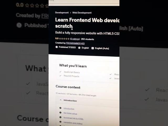 Learn Frontend Web development from scratch - Udemy Free Course