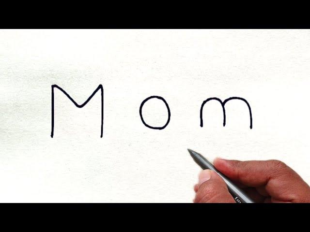 How to Draw Mother From Word MOM | Easy Mother's Drawing | Mother Drawing Video