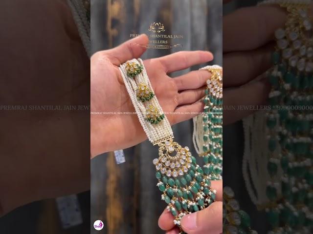 Emerald Pearl Haram  Premraj Shantilal Jain Jewellers | @brideessentials #goldjewellery #emerald