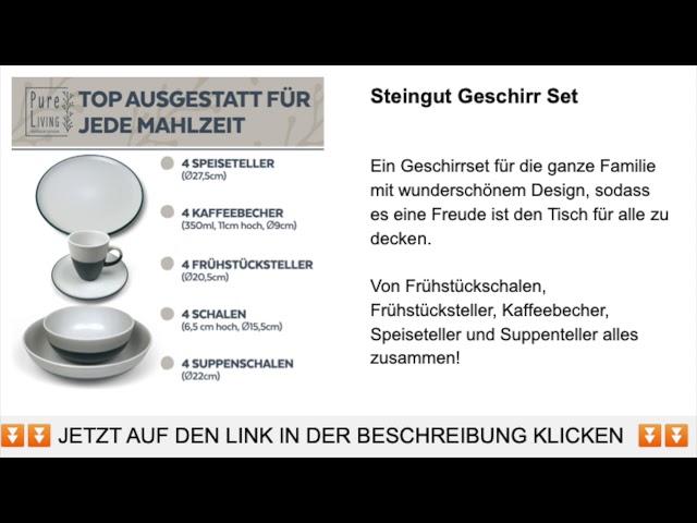 PURE LIVING STEINGUT GESCHIRR SET