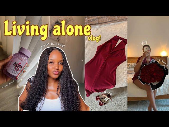 living alone | NEW BRAIDS! + my sister vlogs + you're not asking for too much + relaxed hair routine