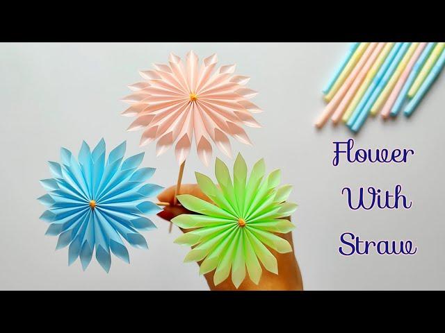 How to Make Flower With Drinking Straw || DIY Flower || Straw Craft Idea