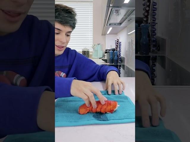 how to peel a lobster only using a towel #shorts