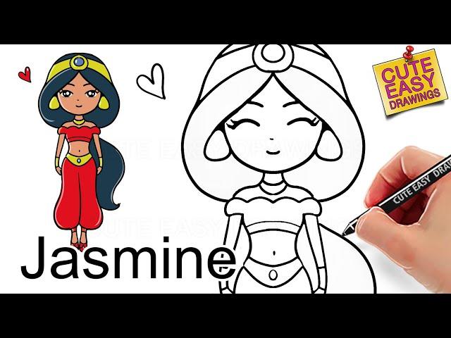 How to Draw Princess Jasmine from Aladdin | Learn to Draw Disney Princess Easy