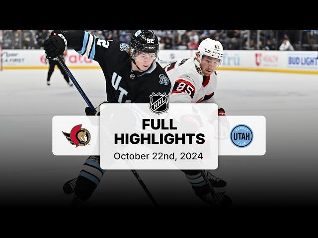 Senators at Utah Hockey Club | October 22, 2024 | NHL Full Game Highlights