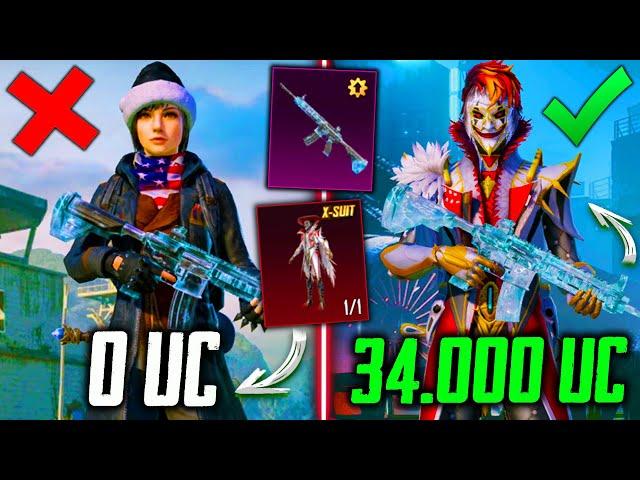 ЭТО УДАЧНАЯ ПРОКАЧКА АККАУНТА на 34000 UC В PUBG MOBILE! ПРОКАЧАЛ M416 ЛЕДНИК и ВЫБИЛ ШУТА и МИФИКИ!