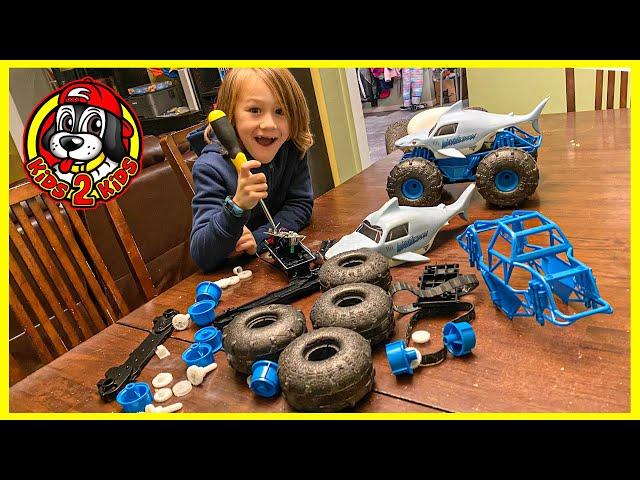 Monster Jam Toy Trucks  Kid Takes Apart Megalodon Storm RC Monster Truck (STEM EDUCATIONAL Video)