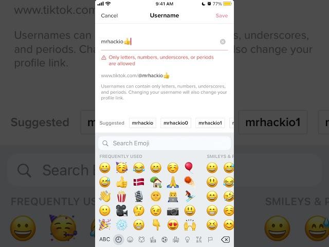 TikTok - can you add emoji to username?