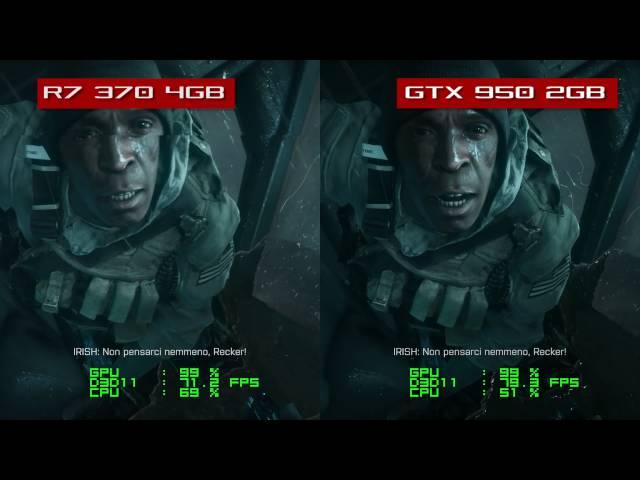 Battlefield 4 - SAPPHIRE R7 370 4GB vs ASUS GTX 950 2GB