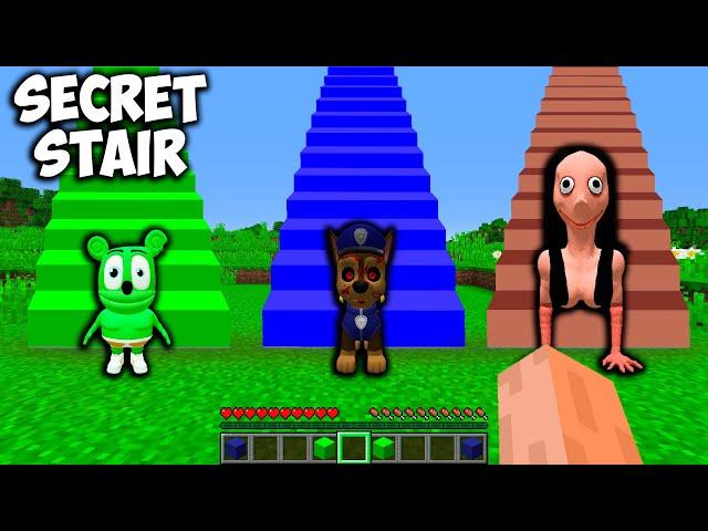 NEW SECRET MOMO & GUMMY BEAR & PAW PATRUL in Minecraft? CHEST vs LAVA vs PORTAL STAIRS !