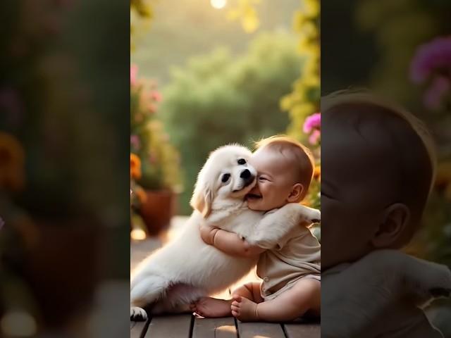 Baby enjoy with puppy ️ #dogmasti #dogfriendly #dogfriendship #cutepuppy #dogvideo #youtubeshorts