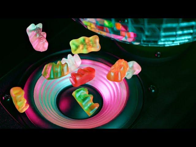 If you put Haribo in the speaker!?  Very fun slow motion video