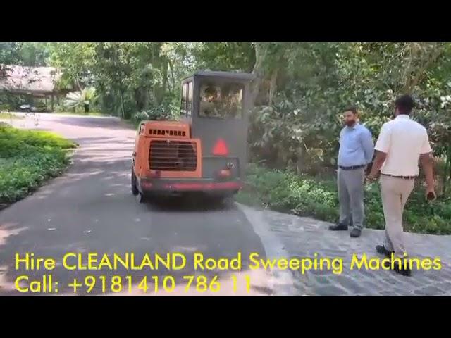 CLEANLAND Ride-On Sweeping Machine (Model: Premium) in action @ a luxury resort in Coorg