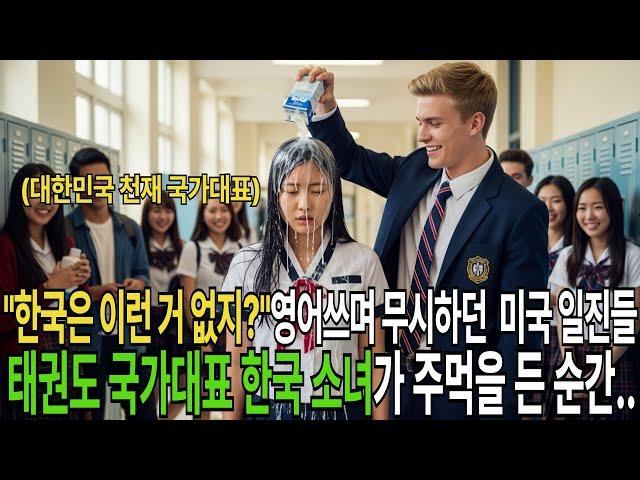"얘가 국가대표라고? 말이 안 되잖아!" 미국 학교로 전학온 한국 소녀를 무시하던 미국 일진들,  한국 천재 태권도 국가대표인줄도 모르고 조롱하다 소녀의 이 행동에 경악하는데...