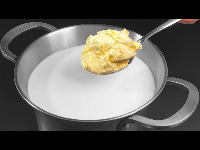 Just add butter to the boiling milk! Homemade cheese recipe in 5 minutes